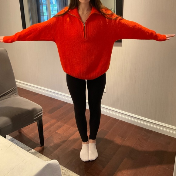 Aerie Orange Knit Sweater, Size Small - Picture 3 of 5